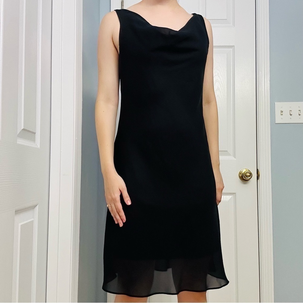 Vintage Y2K Dress Mini Cowl Neck Tie Back Cocktail Party Coquette Size Medium